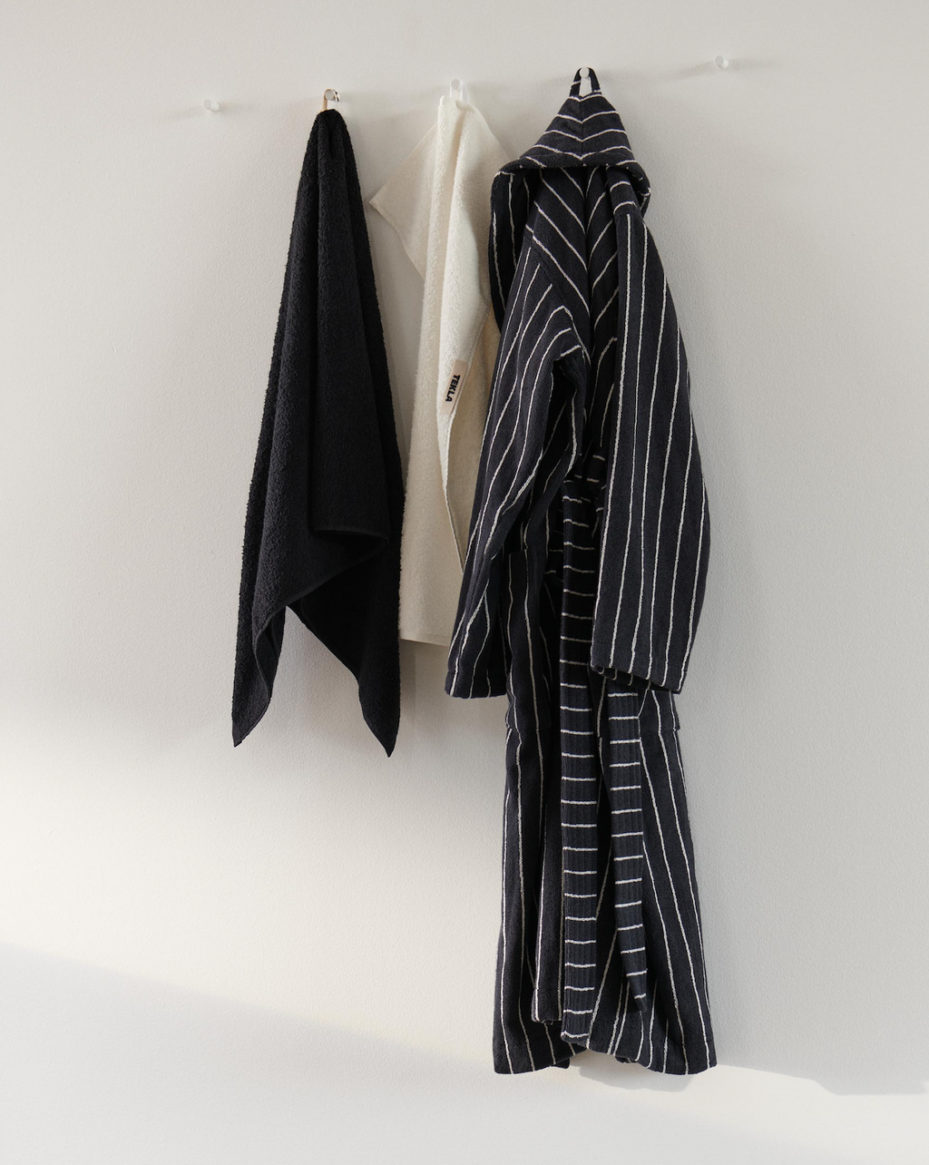 Tekla Forest Green Striped Hooded Bathrobe