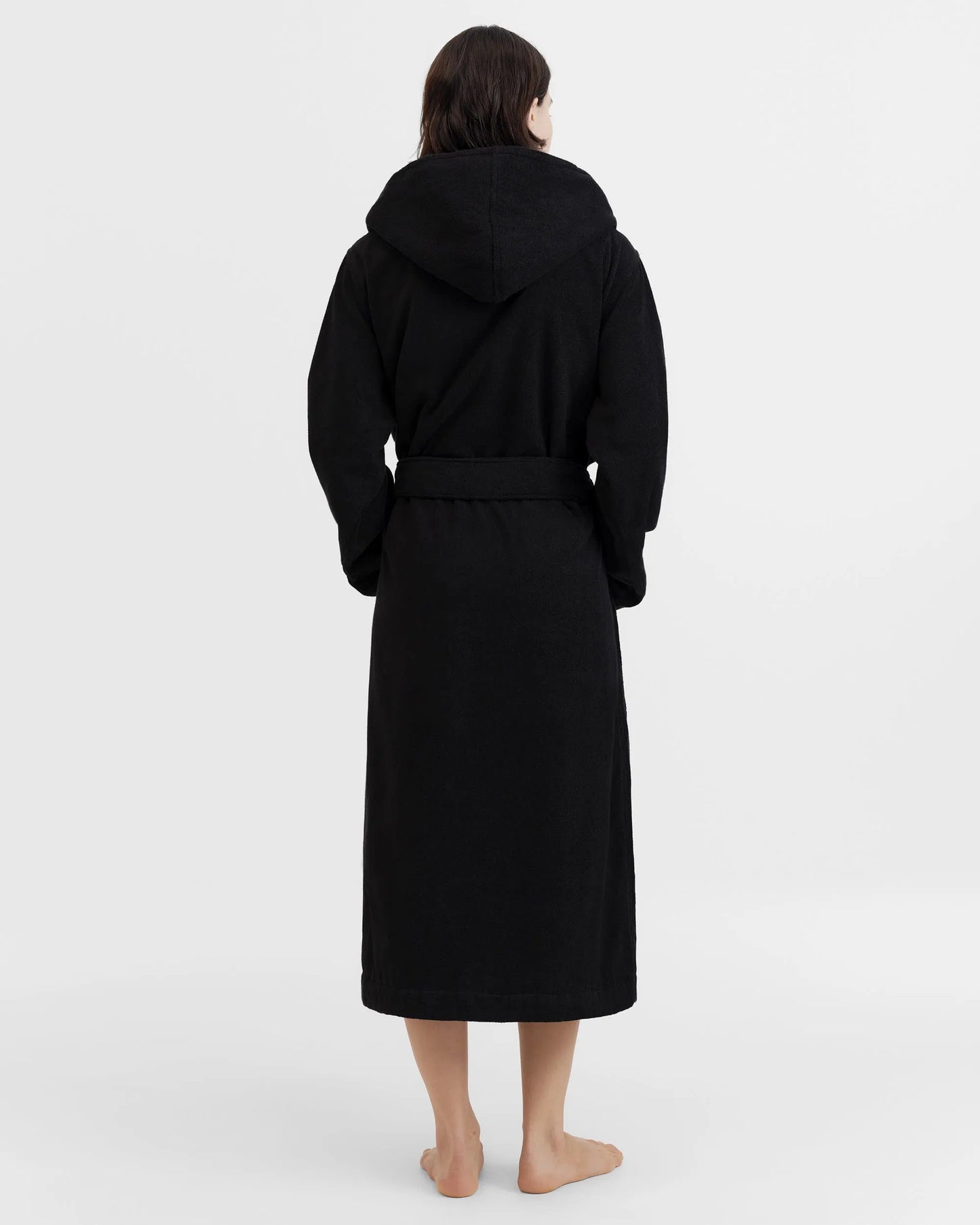 Tekla Black Hooded Bathrobe