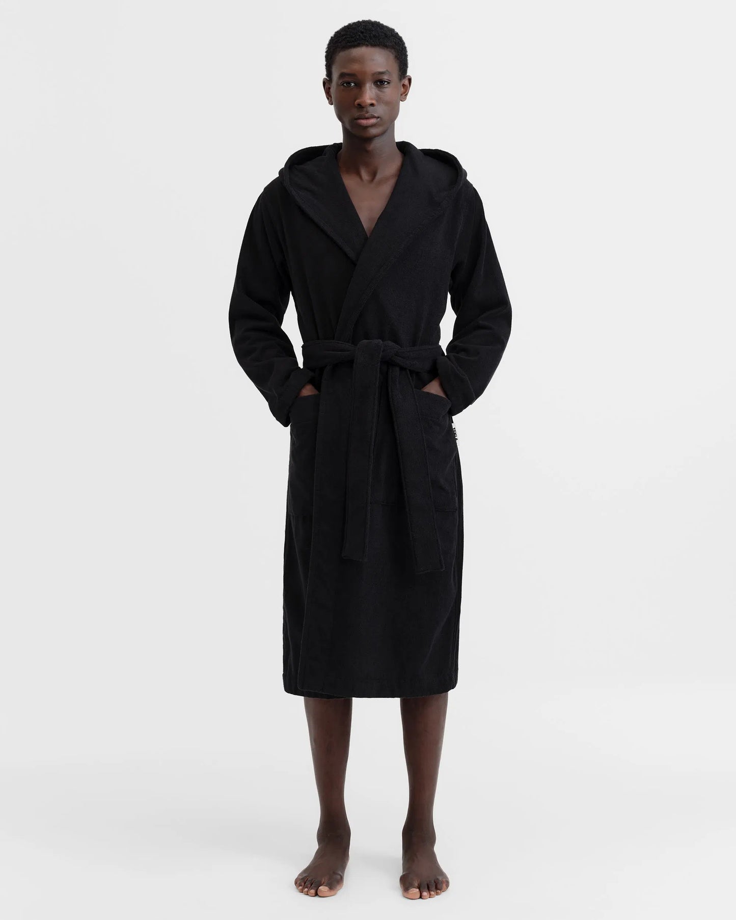 Tekla Black Hooded Bathrobe