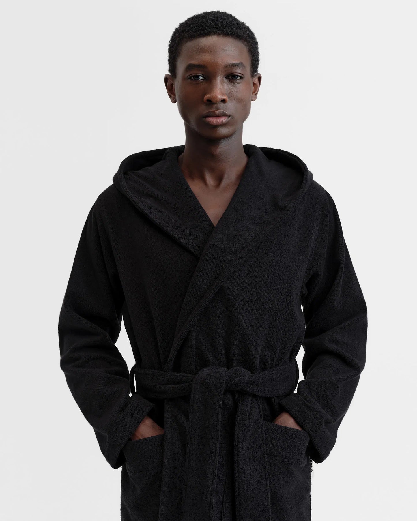 Tekla Black Hooded Bathrobe