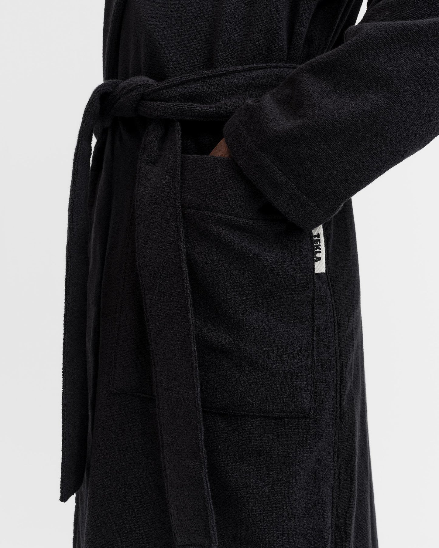 Tekla Black Hooded Bathrobe