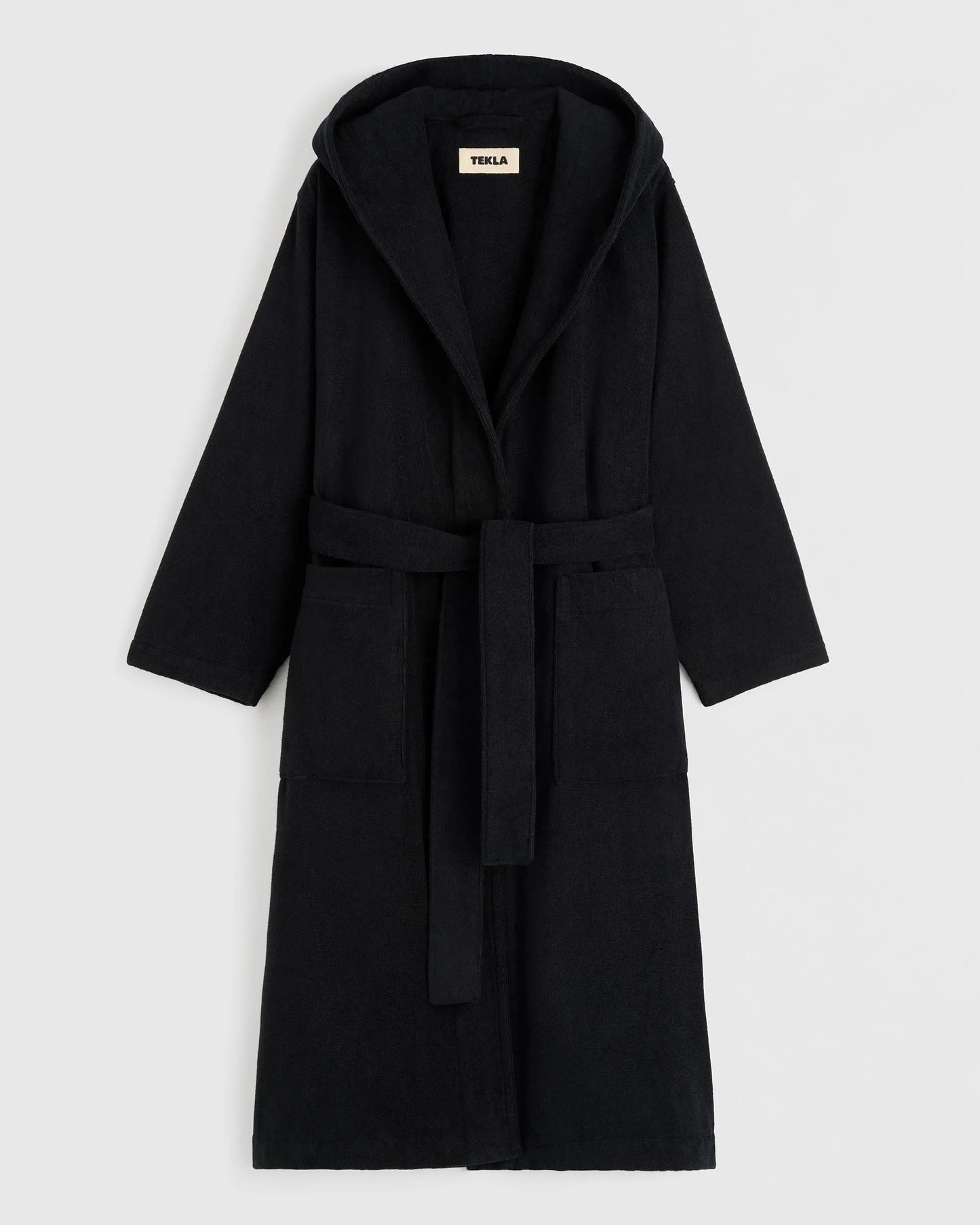 Tekla Black Hooded Bathrobe
